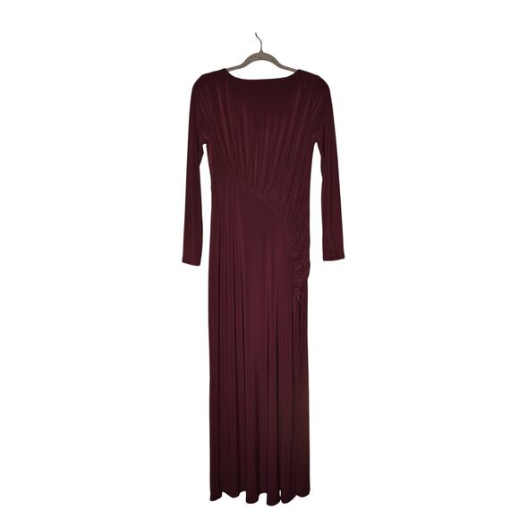 EXPRESS NEW $88 Purple Long‎ Sleeve Ruched Maxi Dress Asymmetrical Detail Small - Picture 2 of 4